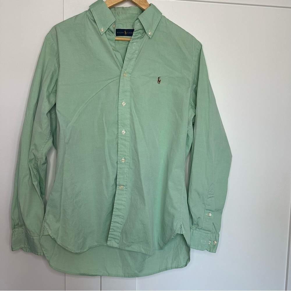 Ralph Lauren Green Casual Button Down Shirt 16 Large XL 100 cotton office work - Picture 4 of 11